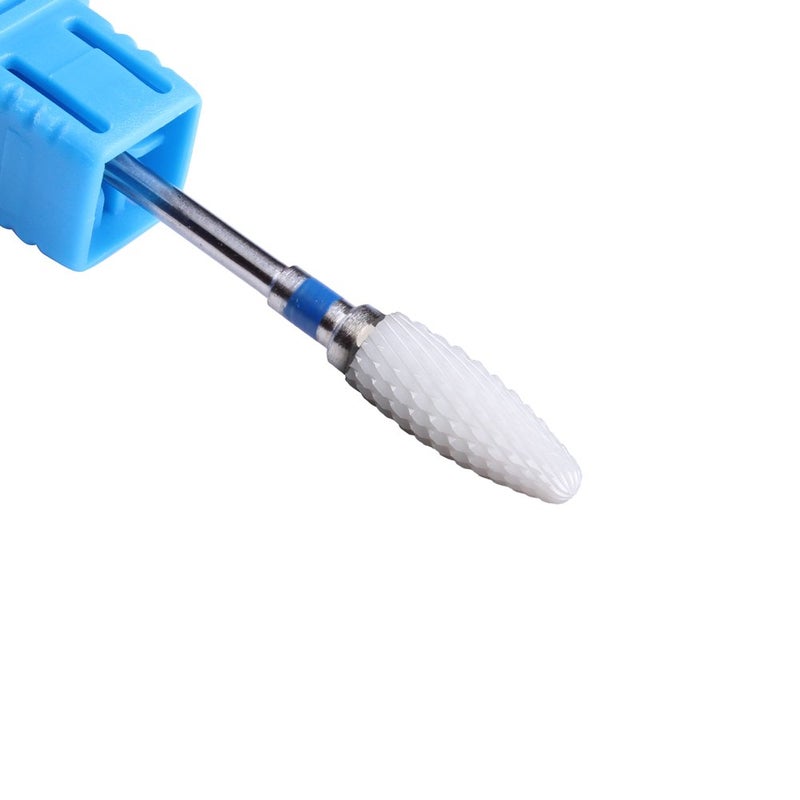 MZCMSL Medium Grit Ceramic Drill Bit,White Ceramic Cone File Bit, 3/32 Flame Style Gel Nail Polish Removing Nail Art Tool - Image 1